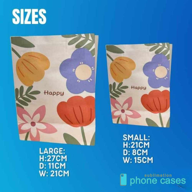 Floral Gift Bags – Kraft Paper Bags for Parties & Favors 6x3.15x8.27 Inches