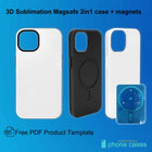 Sublimation 3D Magnetic Phone Case Blanks for iPhone 12–17 | Heavy-Duty 2-in-1 Tough Case