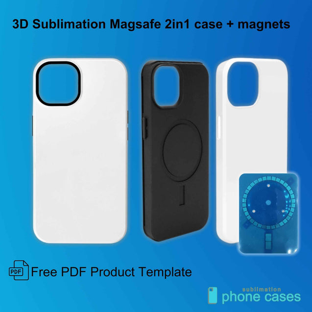 Sublimation 3D Magnetic Phone Case Blanks for iPhone 12–17 | Heavy-Duty 2-in-1 Tough Case