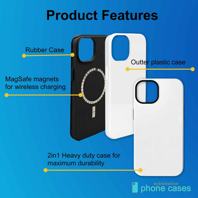 Sublimation 3D Magnetic Phone Case Blanks for iPhone 12–17 | Heavy-Duty 2-in-1 Tough Case