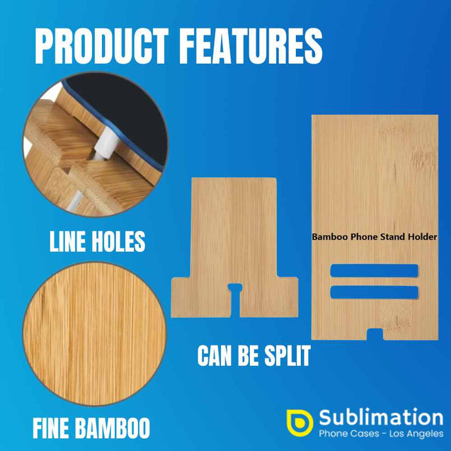 Bamboo Mobile Phone Stand Sublimation Blanks – Fits iPhone & Android DIY