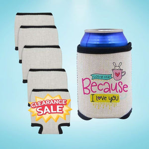 Sublimation Blanks Linen Neoprene Can Cooler – 12oz Customizable Drink Sleeve for DIY Printing