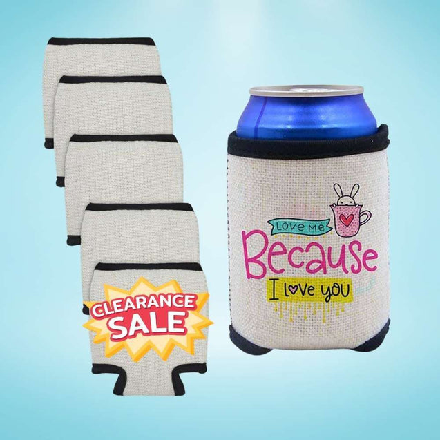 Sublimation Blanks Linen Neoprene Can Cooler – 12oz Customizable Drink Sleeve for DIY Printing