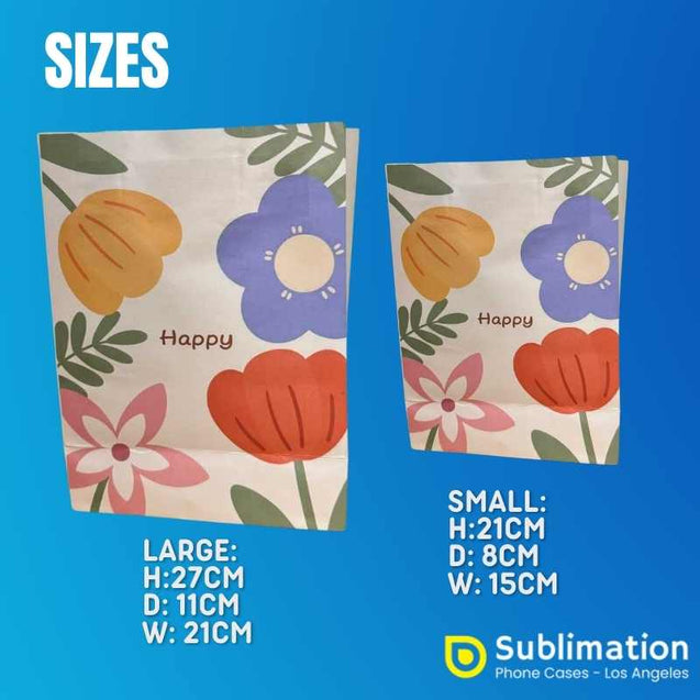 Floral Gift Bags – Kraft Paper Bags for Parties & Favors 6x3.15x8.27 Inches DIY