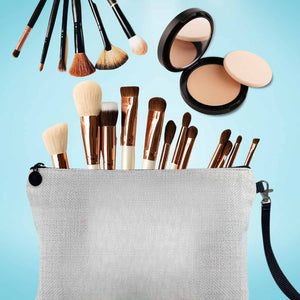Linen Cosmetic Bag Sublimation Blanks with Zipper Wristlet 6.3x9Inch