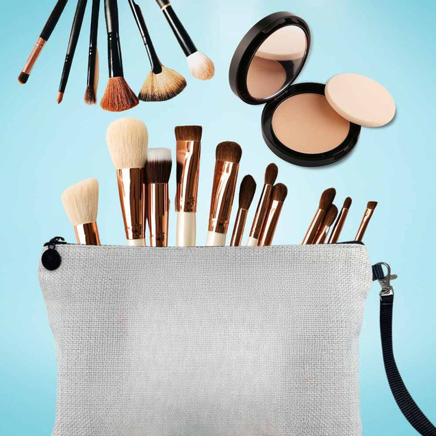 Linen Cosmetic Bag Sublimation Blanks with Zipper Wristlet 6.3x9Inch