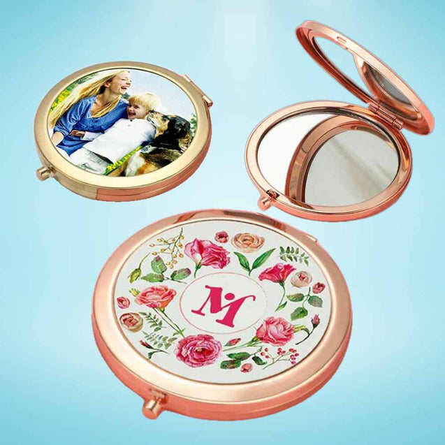 Round Compact Mirror Sublimation Blanks – Gold, Rose Gold, Silver, and Black Options Sublimation