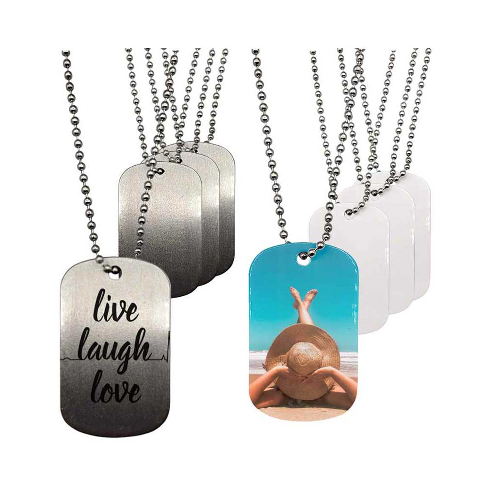 15pcs Sublimation Dog Tags Blanks Necklace with 15pcs Ball Chains&1pc  Sublimation Tape Double Sided Aluminum Tags For DIY - AliExpress