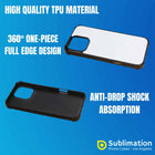 Sublimation 2D Blanks Bumper Phone Case For iPhone 15/16 - Comes with White Insert Aluminum Cricut
