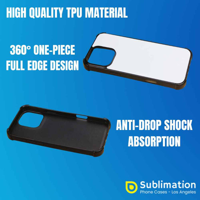 Sublimation 2D Blanks Bumper Phone Case For iPhone 15/16 - Comes with White Insert Aluminum Cricut