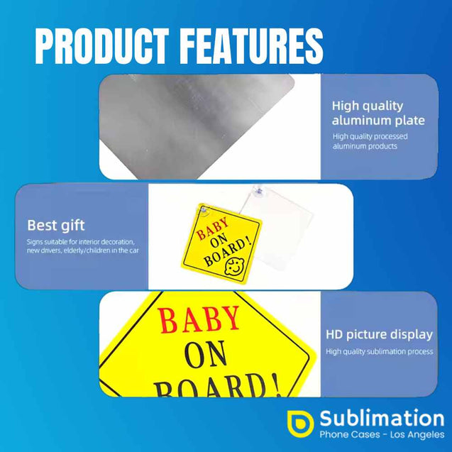 Sublimation Blanks Aluminum sheet Car warning sticker Blanks