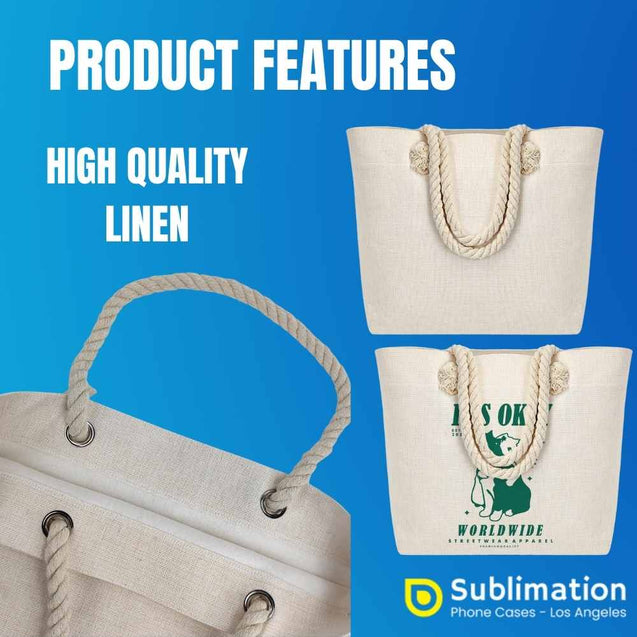 Large Rope Linen Sublimation Blanks – Cosmetic & Makeup Bag