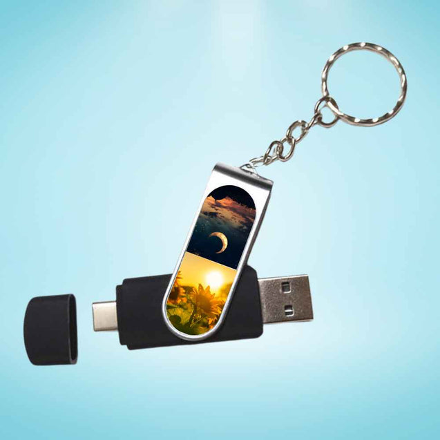 Dual USB-C & USB-A Flash Drive 8GB – Sublimation-Ready Custom Tech Accessory