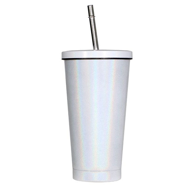 Stainless Steel Sublimation Cup with Straw - 16oz