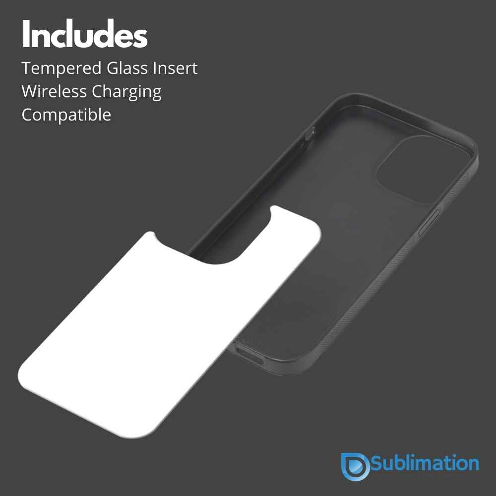 Sublimation Blank Phone Case Compatible with iPhone 11/12/13/14/15/16 with Tempered Glass Insert Wireless Charging Compatible