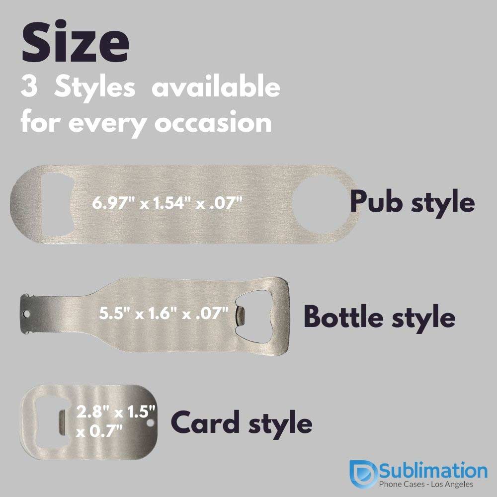 Metal bottle opener for sublimation Dimension: 3,8 x 7 cm Colour: silver