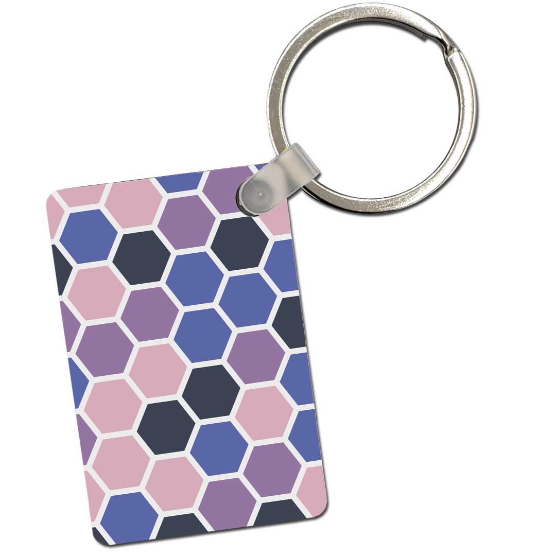Caluya Design [Single] Hexagon Sublimation Keychain Silver | Plastic PBT Material Sand