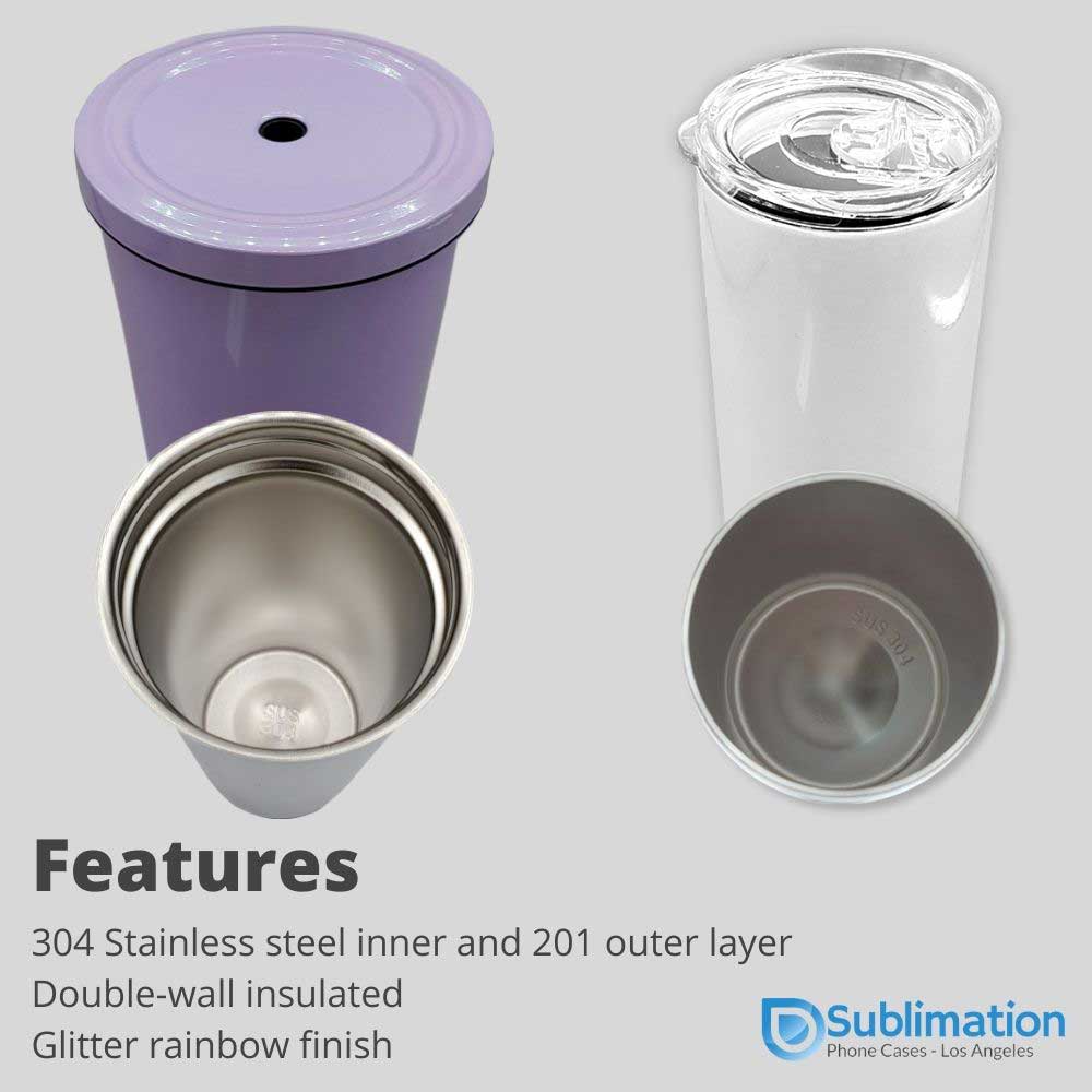 20oz Tapered Stainless Steel Travel Tumbler Sublimation Blank with Lid